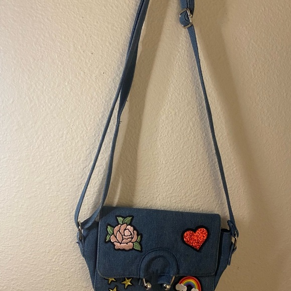 Y2K denim shoulder purse with embroidered whimsy! - Picture 2 of 5